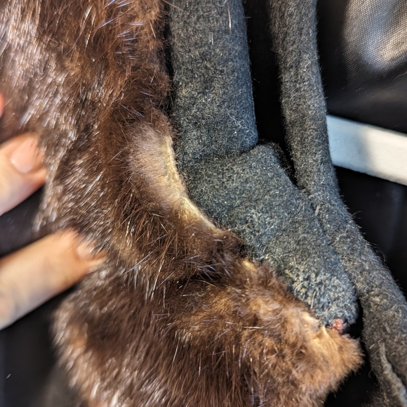 Vintage Cashmere and Mink coat from 1950s 60s in Black EUC size M/L - Picture 8 of 10